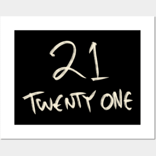 Hand Drawn Letter Number 21 Twenty One Posters and Art